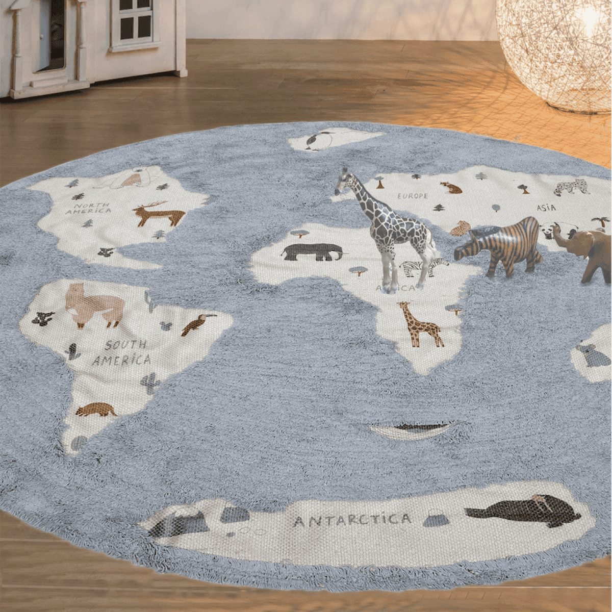 Immagine del prodotto Tappeto Rotondo per bambini Mappa del Mondo  140 cm (2 Colori) | AFK Living
