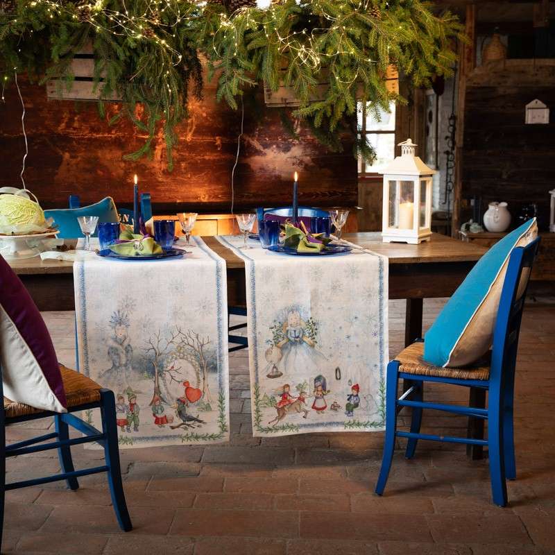 Immagine principale di Runner Tavolo in Lino Natalizio Elsa 45x170 cm | Tessitura Toscana Telerie