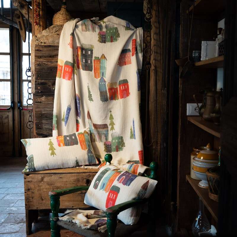 Immagine principale di Plaid T&Linus Happy Cottage in 100% Cotone con Frange 135x170 cm | Tessitura Toscana Telerie