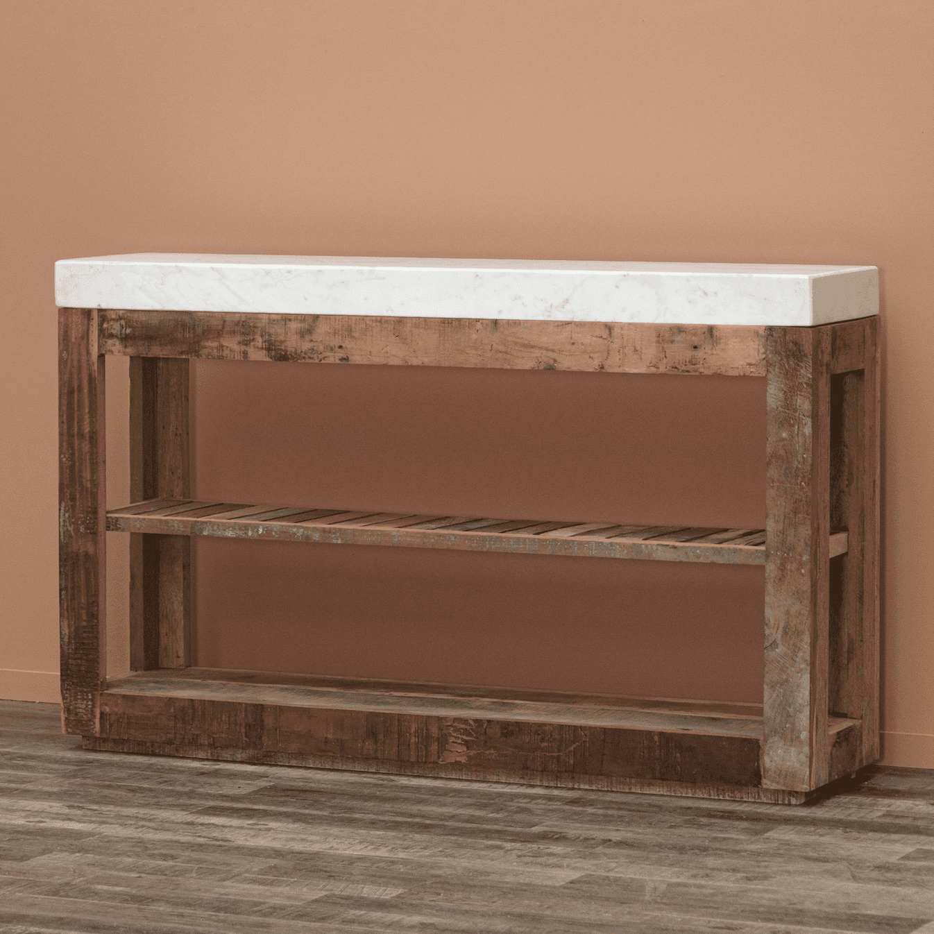 Immagine principale di Consolle Greta in Legno Naturale con Piano in Marmo | Chehoma