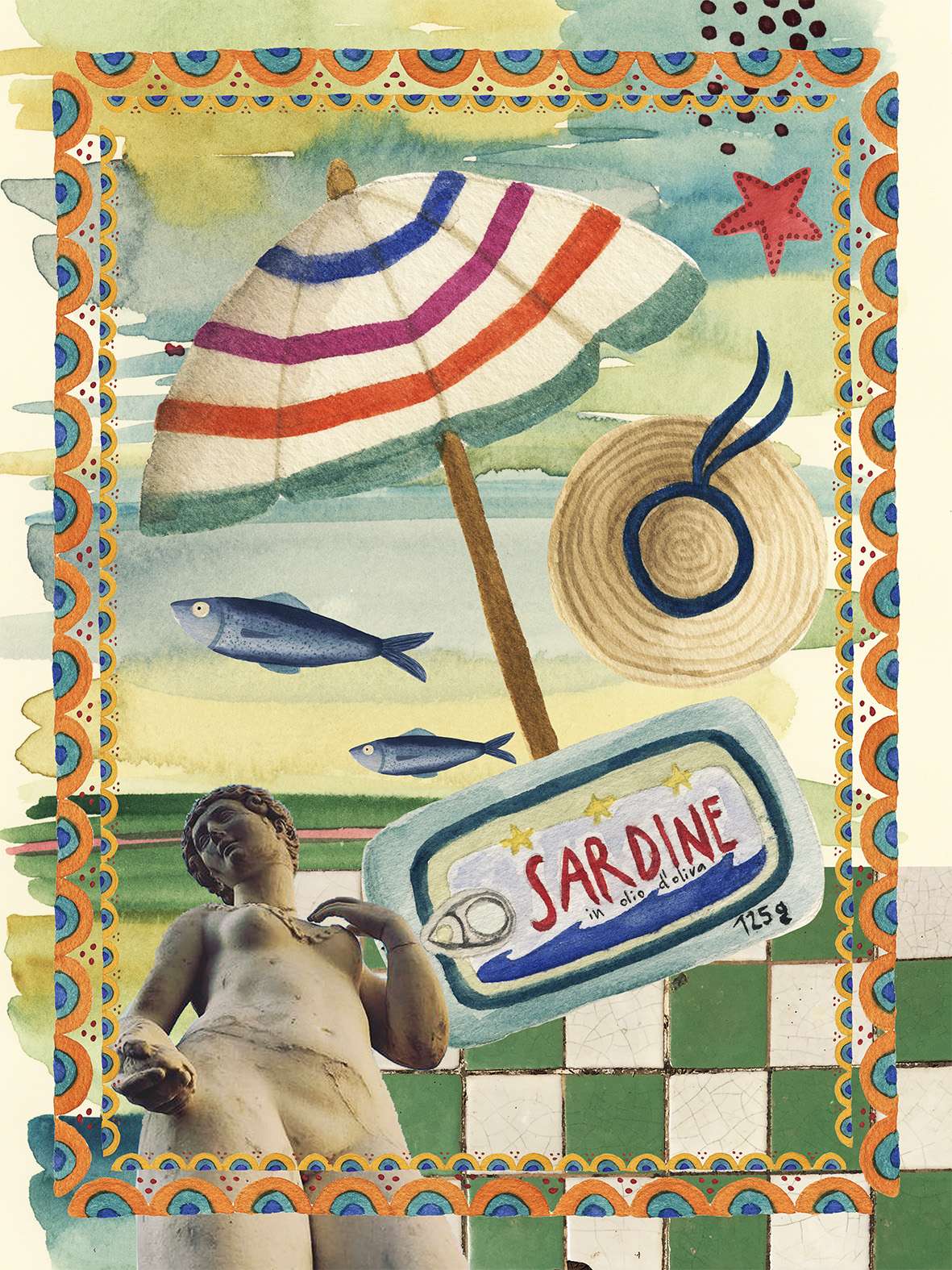 Immagine principale di Strofinaccio in Lino - Collage - 2 Varianti | The NapKing